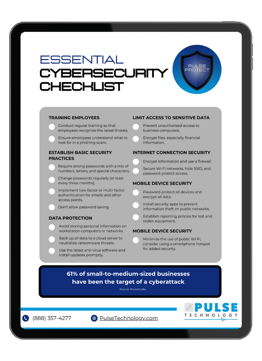 A preview of the Essential Cybersecurity Checklist on a tablet