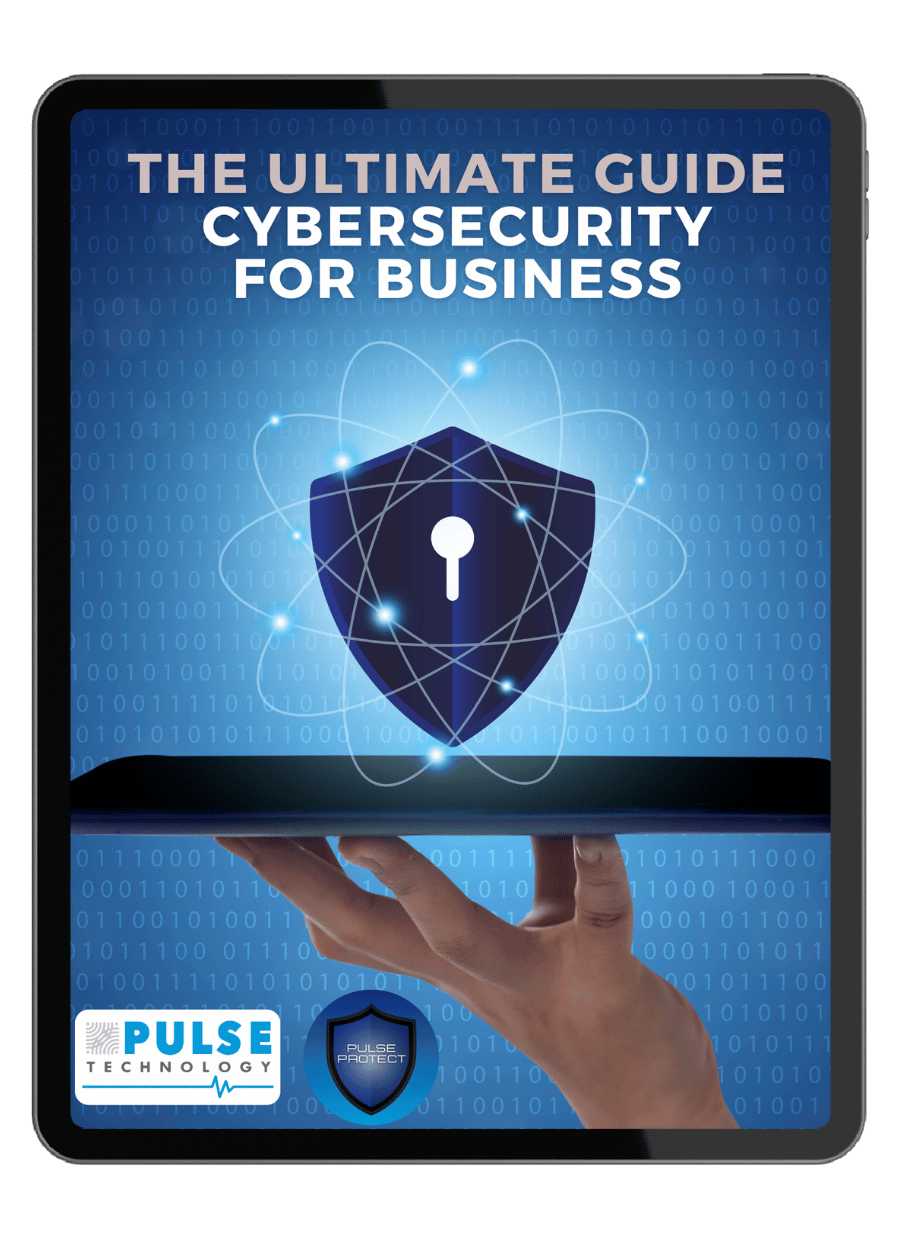 The cover of the Cybersecurity for Business Guide on a tablet