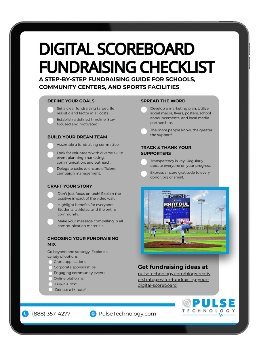 A preview of the Digital Scoreboard Fundraising Checklist on a tablet