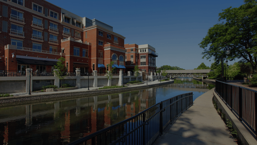 A photo of The Naperville, IL riverwalk area.