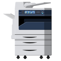 A detailed graphic of a multifunctional printer (mfp)