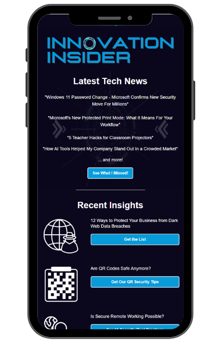 A preview of the Innovation Insider Newsletter on a Cellphone