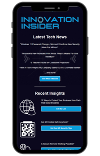 A preview of the Innovation Insider Newsletter on a Cellphone