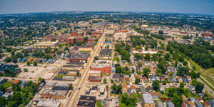 An overhead view of Merrillville, Indiana