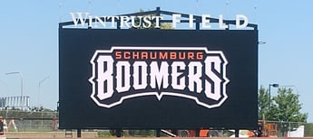 The Schaumburg Boomer's new Video Wall Digital Scoreboard at Wintrust Field in Schaumburg, Illinois