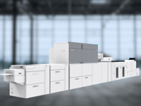 The Sharp BP-1200S production printer in a large room.