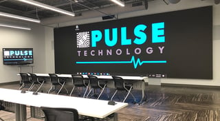 The 30 foot video wall at the Pulse Technology headquarters in Schaumburg, Illinois