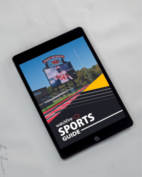 A tablet with the Watchfire Sports Guide cover on it.