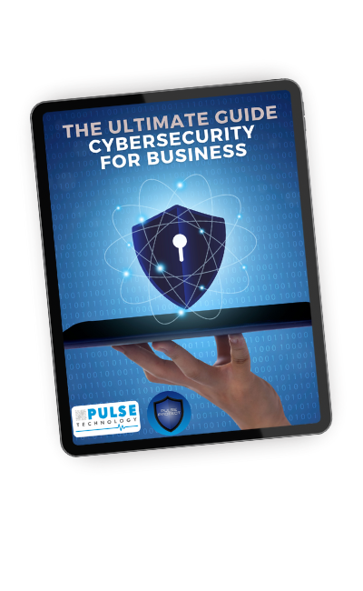 A preview of the cover of the Pulse Technology Cybersecurity Guide, on a tablet.