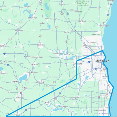 A map of the Wisconsin service area for Pulse Technology