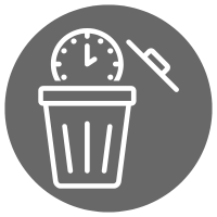 A graphic of a clock going into a trashcan